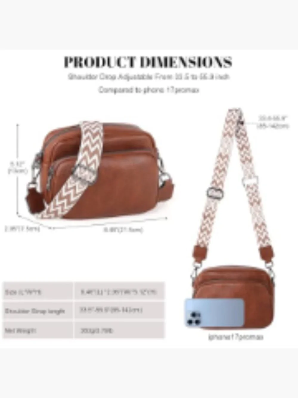 Small Vegan Leather Crossbody Bag for Women with Adjustable Strap